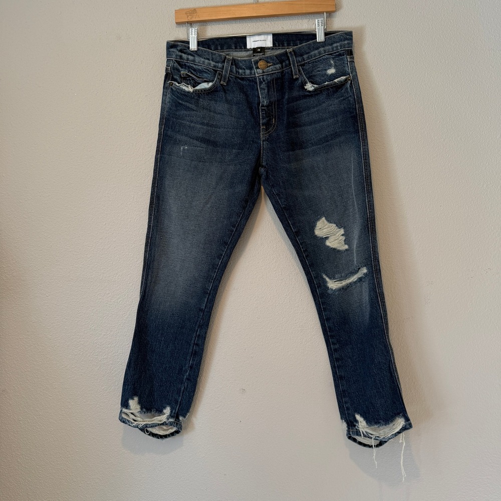 Current Elliott The Fling Slim‎ Boyfriend Jeans Distressed Dark Wash Size 28 USA